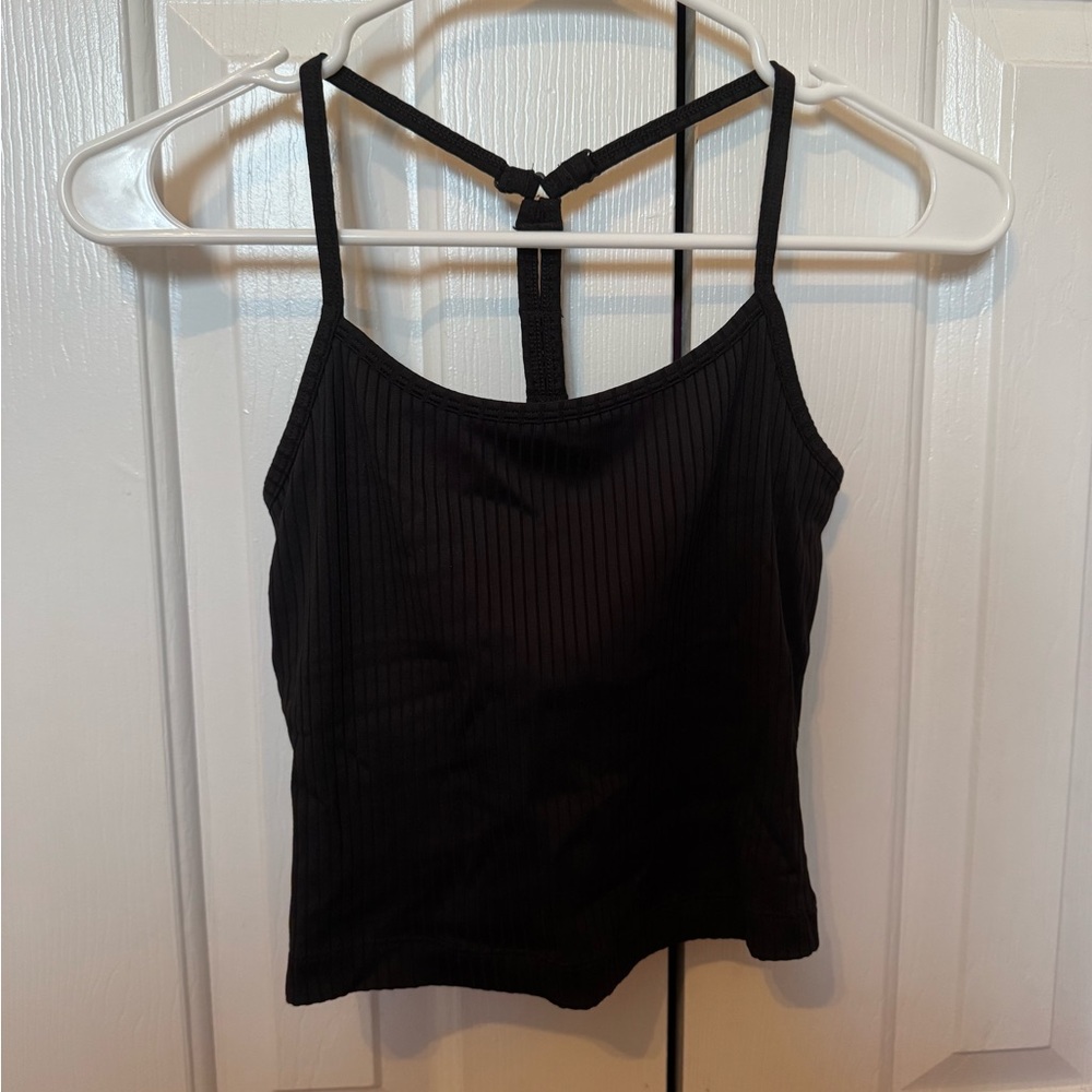 Black Ribbed Crop Workout Tank